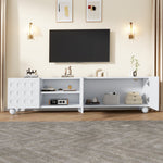 TV Cabinet Lowboard 200cm 3-Door Printed Design - White