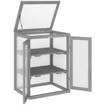 Greenhouse Cold Frame 3-Tier 2-Door Weatherproof Wood/Polycarbonate Dark Grey