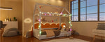 Upholstered Daybed 90x200cm with LED Light Strips - Beige