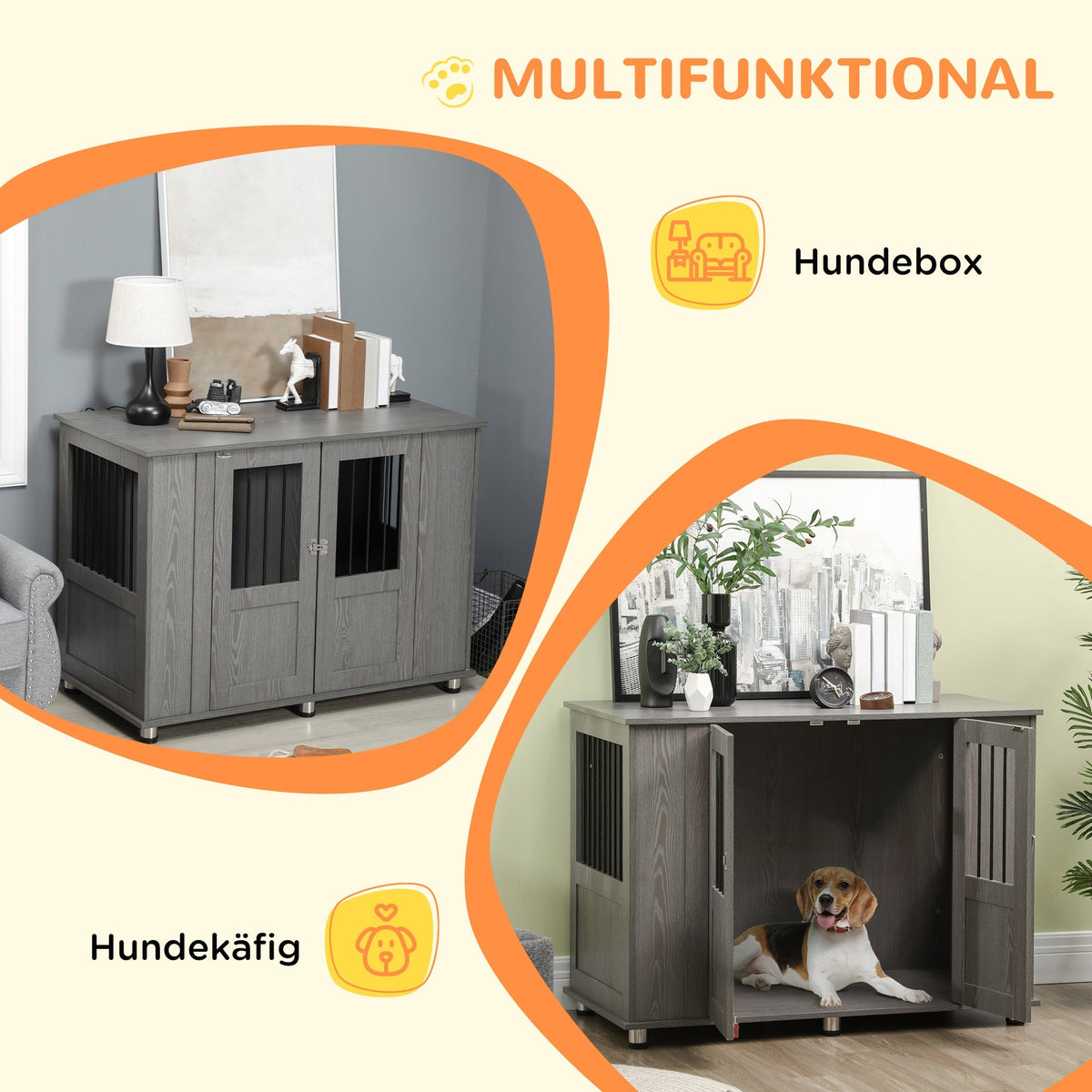 Dog Cage with Lock, Magnetic Door, Window for Extra Large Dogs, Gray