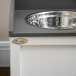 Dog Bowl with Drawer 2x2L Raised Stainless Steel Feeding Station, White