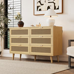 Chest of drawers with 6 drawers, metal handles, wood