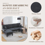U-shaped Sofa, Large 4-Seater Two Chaise Lounges Modern, Dark Grey Linen Fabric