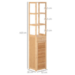 kleankin Bathroom Cabinet, Drawer, Shelves, Open Compartment, Natural Wood