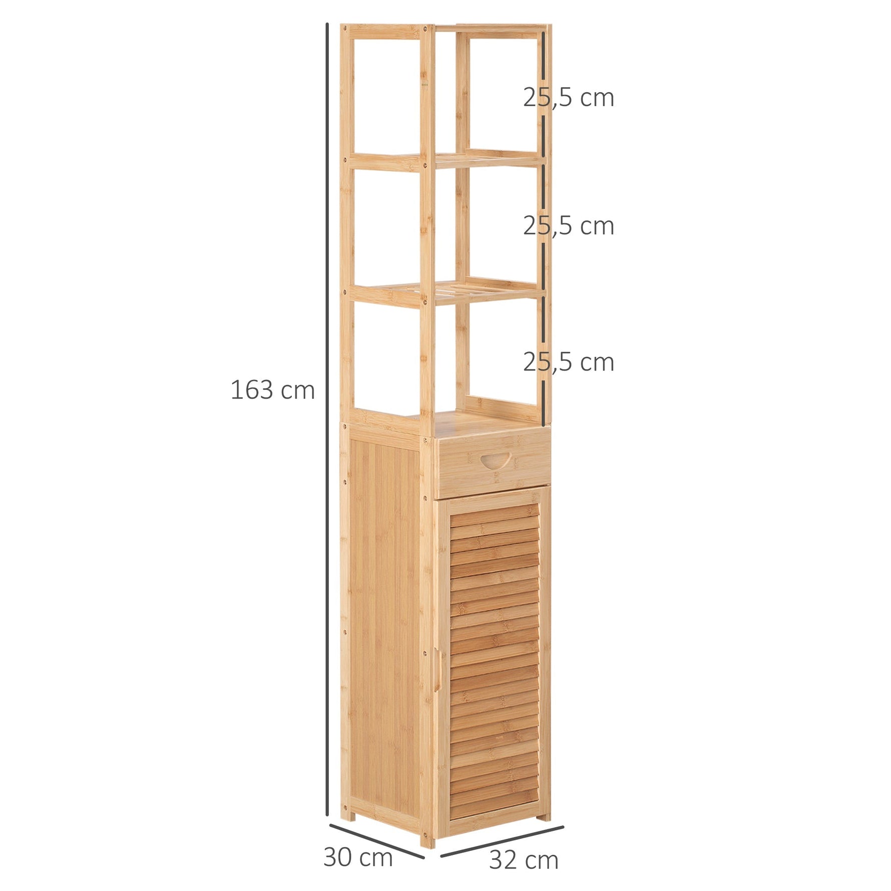 kleankin Bathroom Cabinet, Drawer, Shelves, Open Compartment, Natural Wood