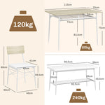 Dining Table Set, 4-Person Kitchen Table with Storage, Oak