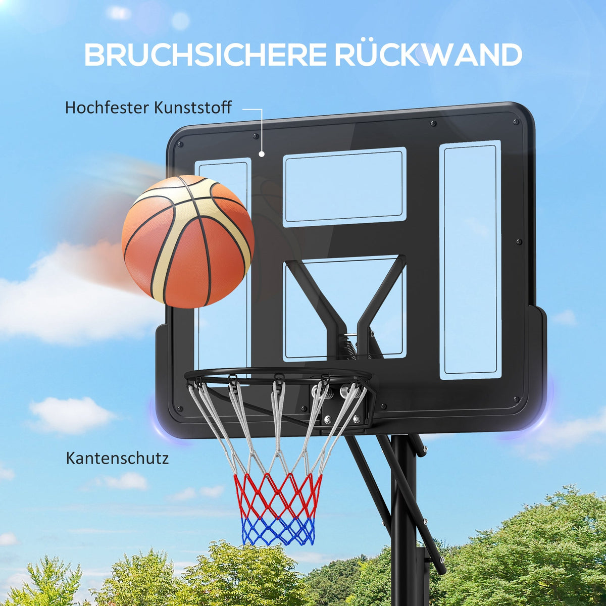 Outdoor Basketball Hoop, Adjustable Height, Shatter-Proof Backboard, Adults