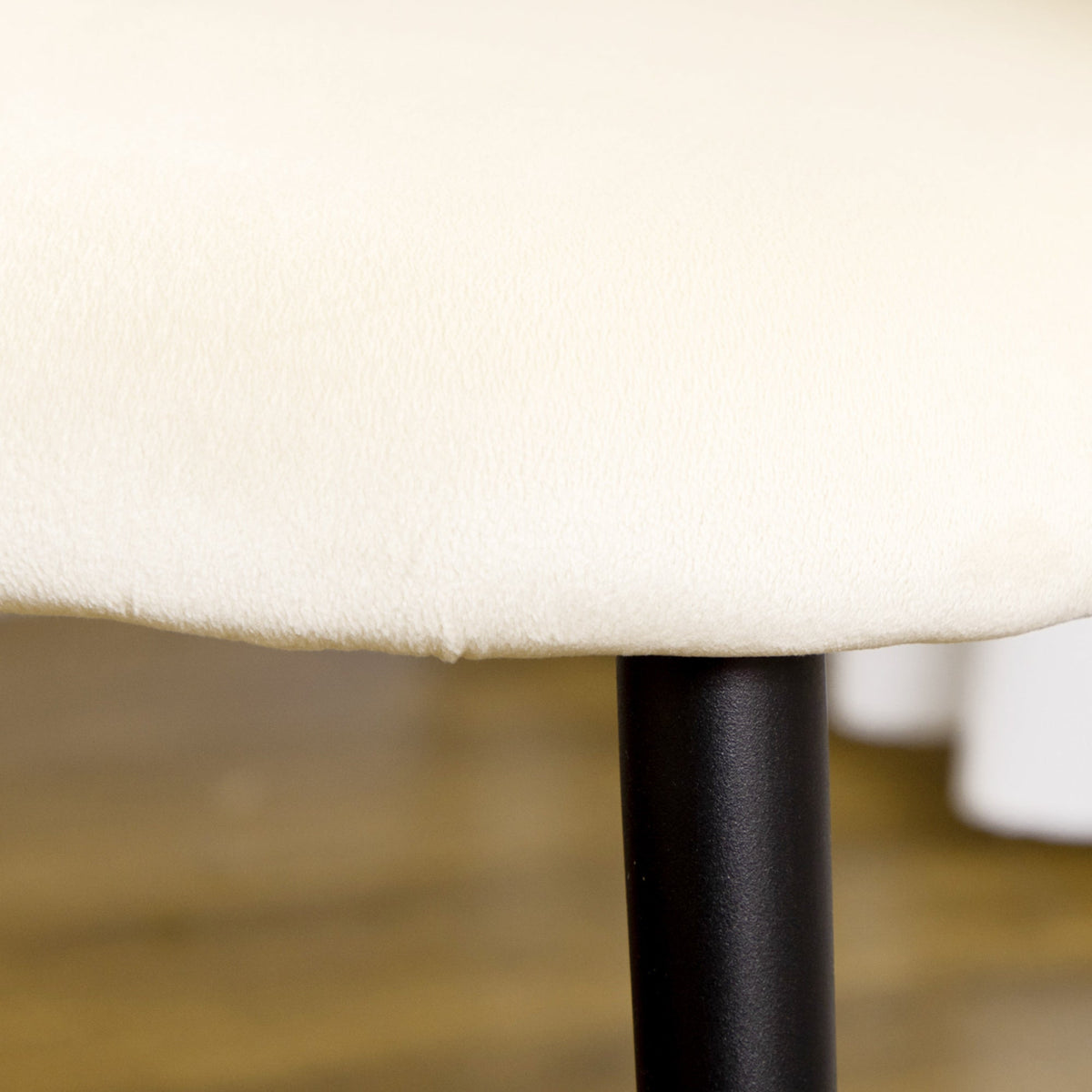 Dining Chairs, Set of 2 Upholstered with Velvet Backrest and Steel Legs, Cream