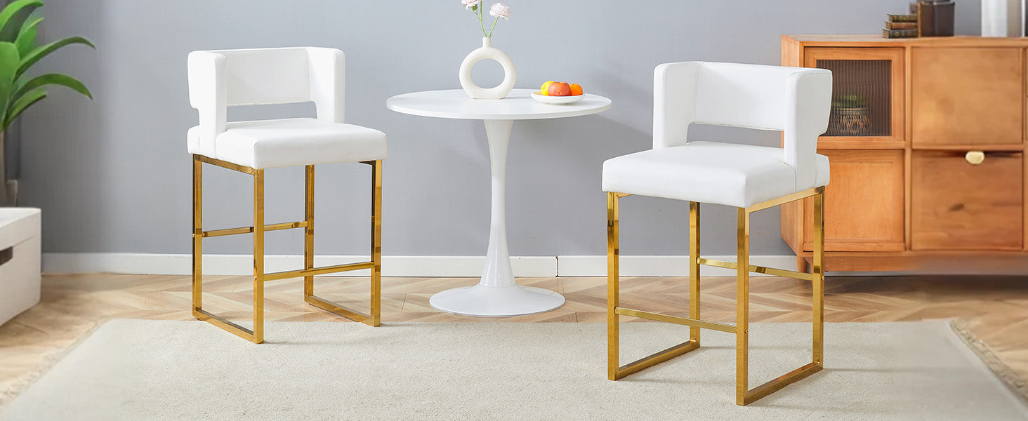 Bar Stools Set of 2 Nordic Style Square Gold Metal Legs