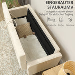3-seater Sofa, Storage, Wooden Legs, Velvet, Cream White