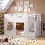 Children's Bunk Bed 90x200cm with Staircase Wardrobe, White