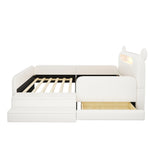 Children's Bear Bed 90x200cm with Storage & Night Light, White