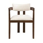 2 Solid Wood Dining Chairs Comfortable Modern Style Linen Fabric Walnut Color