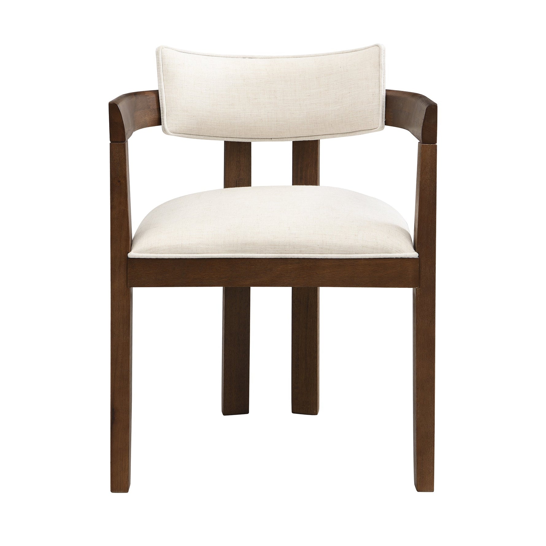 2 Solid Wood Dining Chairs Comfortable Modern Style Linen Fabric Walnut Color