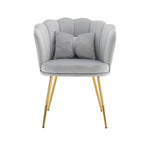 Velvet Chairs, Set of 2 Modern Upholstered with Petal Backs & Butterfly Cushions, Gold Metal Legs
