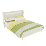 Upholstered Bed with LED Headboard & Mattress 140x200 cm, Beige