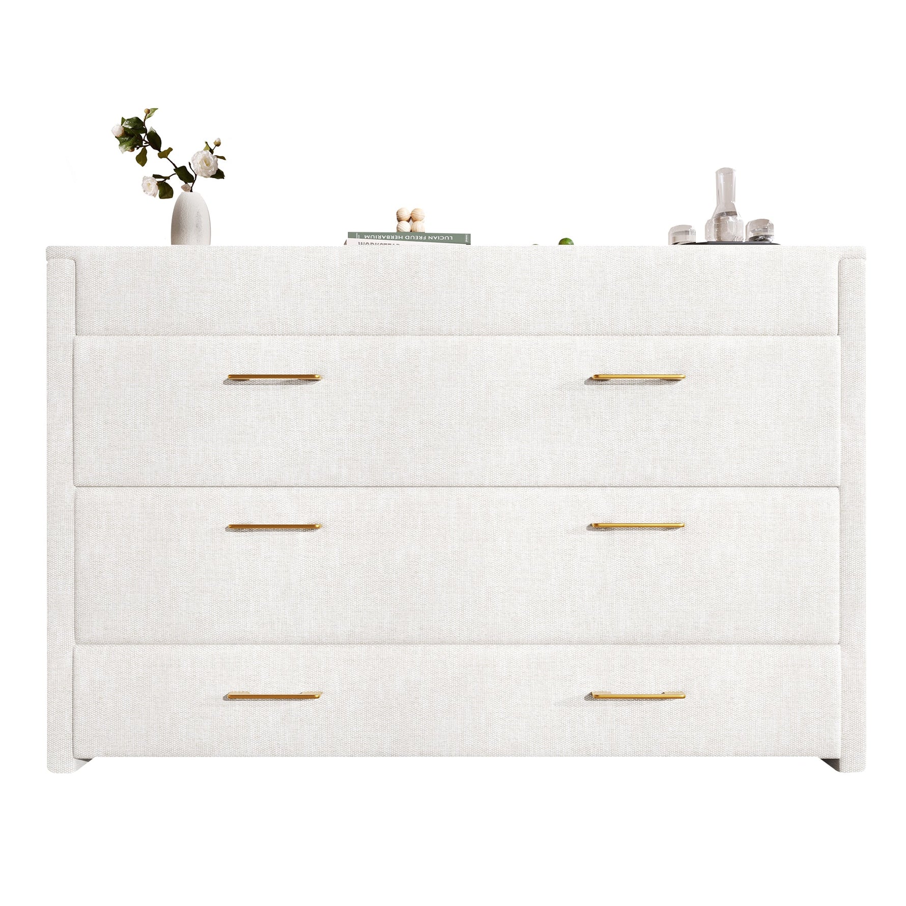 Wall Bed with Storage Drawer, USB Ports and Convertible Platform, Beige Linen