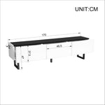 TV Stand Low Unit with Three Drawers 170cm Black and White