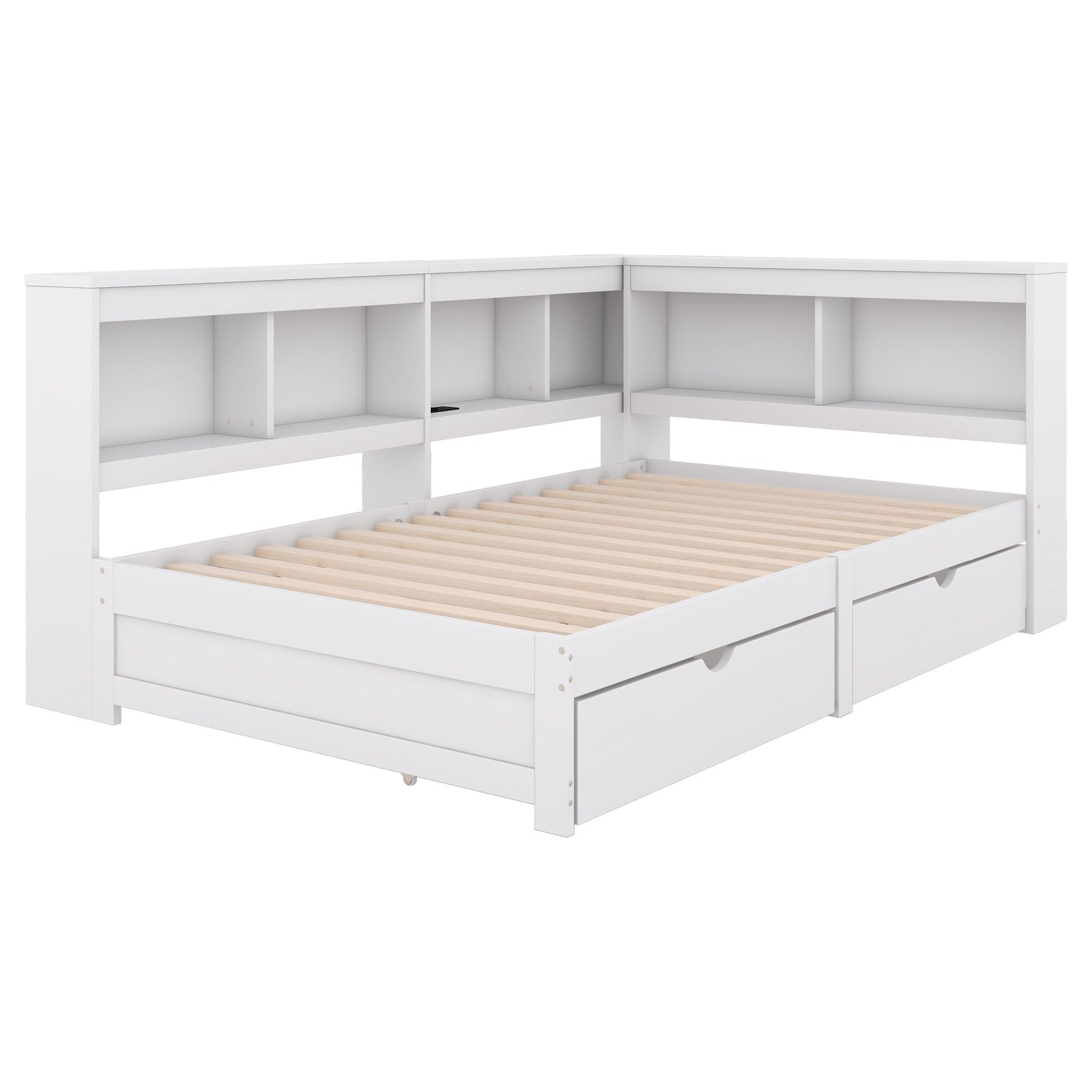 Daybed Sofa Bed 90x200cm 2 Drawers Power Outlet USB - White Chipboard