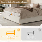 Upholstered Double Bed 180x200cm Hydraulic Storage White Bouclé