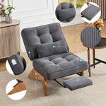 Lounge Chair Adjustable Backless Footrest Lumbar Cushion Wooden Legs, Fabric