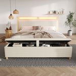 Daybed Loft Bed 140x200 with Desk, Drawers & LED, Black Metal Frame
