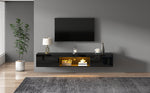 Wall-Mounted TV Stand with LED Lighting and High Gloss Finish for 70-Inch TVs, Black