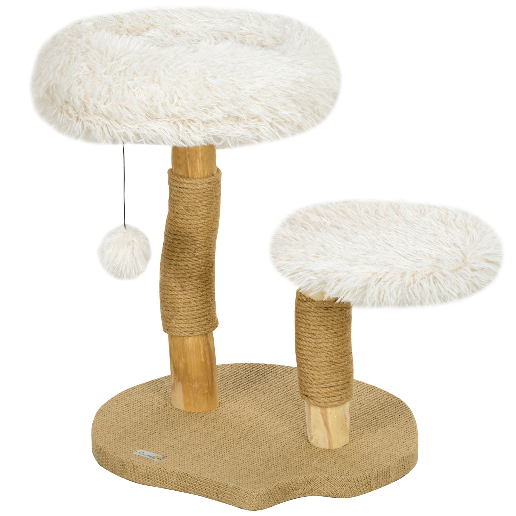 Cat Tree, Play Ball, Beds, Scratching Board, Pearwood White