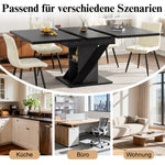 Telescopic Dining Table 110-140x80cm Extendable - Black Marble Look