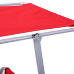 Sun Lounger Folding Portable with Sunshade, 187cm Red