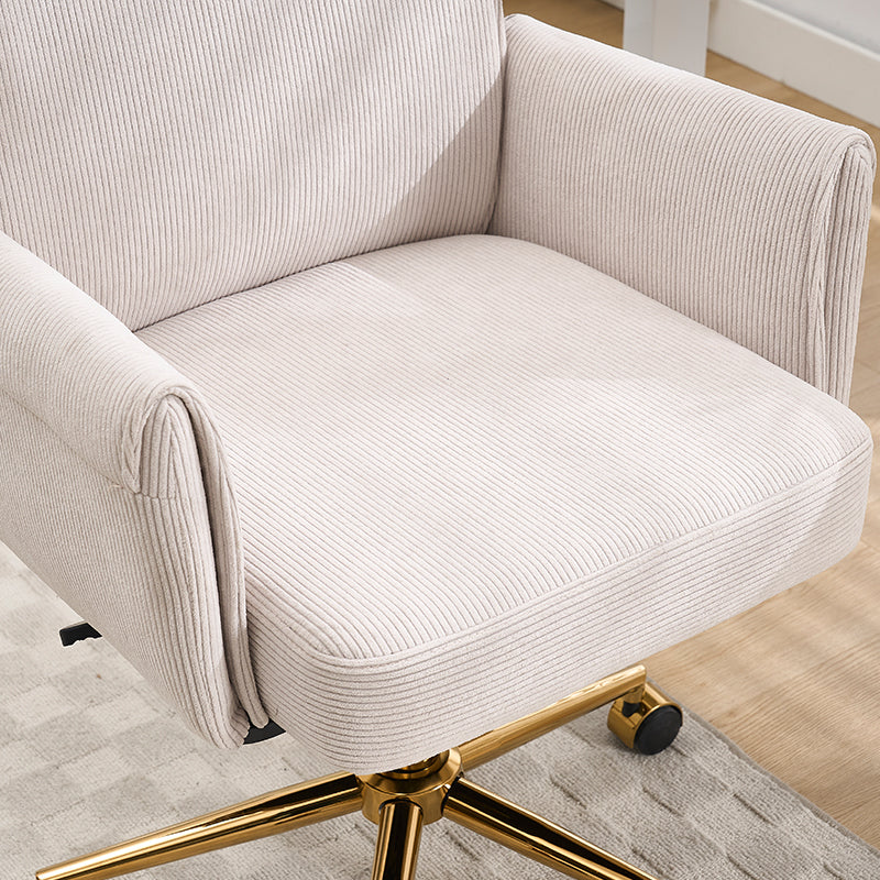 Office Swivel Chair with Height-Adjustable Ergonomic Medium Backrest, Striped Upholstery
