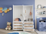 Wardrobe, Three Drawers, Boho-Style, 180cm Height, White