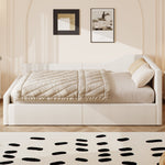 Upholstered Daybed, 140x200 with Under-bed Storage, Beige