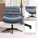 Office Chair, Wide Seat Height Adjustable Swivel, Dark Grey Linen Look