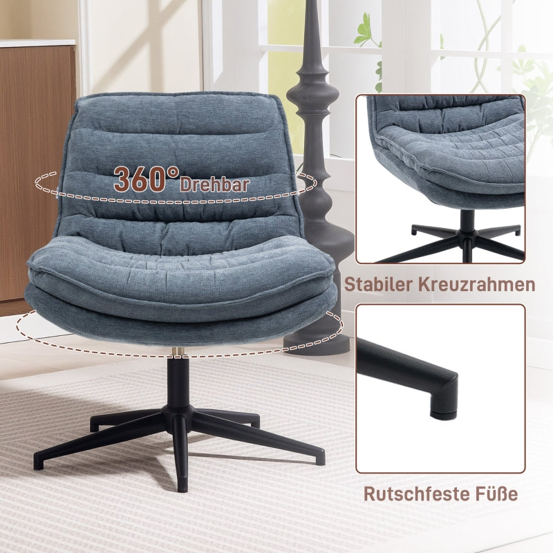 Office Chair, Wide Seat Height Adjustable Swivel, Dark Grey Linen Look