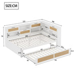 Sofa Bed, 140*200 Multifunctional with Pull-out & Storage, Wooden White
