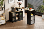 Extendable Bar Table Movable Swivel Storage Black