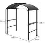 Grill Pavilion, Double Roof Windproof Shelves UV Protection, Dark Grey Steel