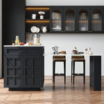 Extendable Bar Table Kitchen Island with Storage, 2 Drawers & Shelves - Black