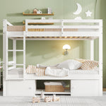 Bunk Bed Children's Shoe Racks Lockers Divisible 2 Single Beds, White 90x200cm