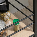 Serving Trolley, 2 Levels with Handle, Casters, Brakes, Wood