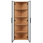 LED Glass Display Case 62x35x160cm Corner Cabinet with Light Strip, Tempered Glass, Oak