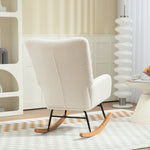 Rocking Chair, Armrests, Teddy Velvet, Cream White