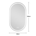 Frameless Oval Smart Mirror, 60x100cm Anti-Fog Touch Screen Bathroom, Glass