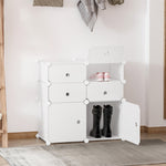 Shoe Cabinet Shelf, Storage Boxes, Plastic and Steel, White