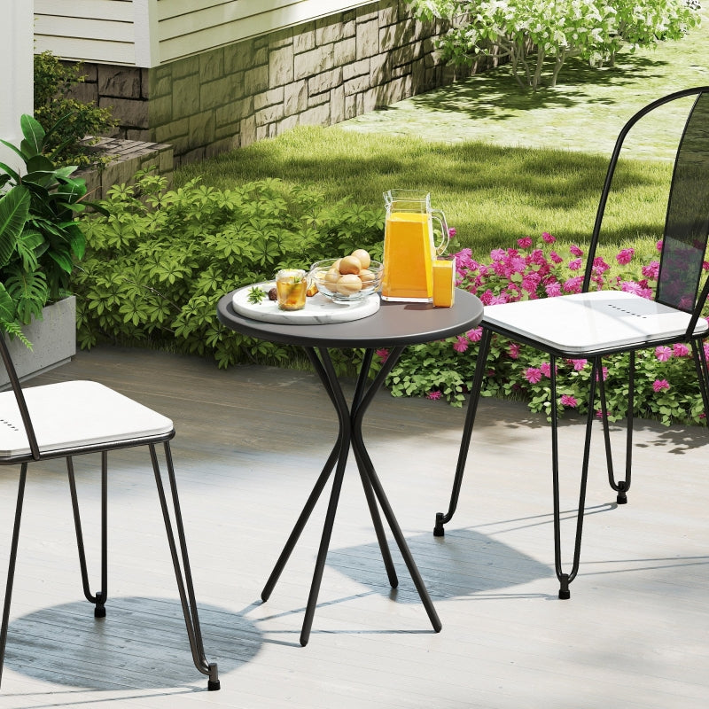 Garden Table Ø60 x 70 cm, Weatherproof Round Steel, Black