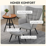 Wingback Chair with Footstool, Upholstered, Velvet Look, Light Grey