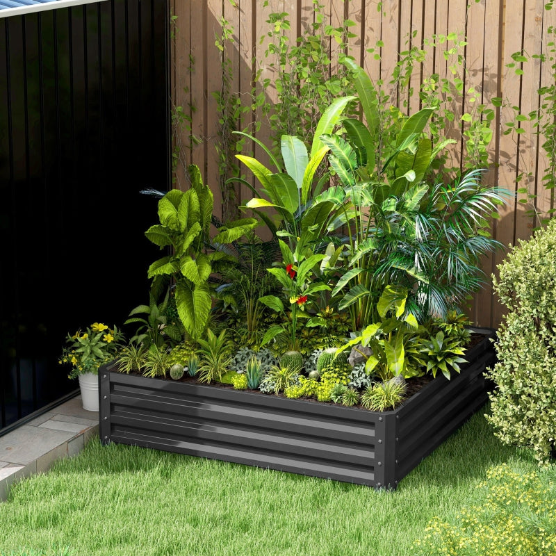 Raised Bed Planter, 120 x 120 x 30 cm, Light Gray Steel