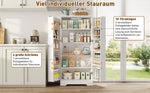 Kitchen Cabinet 60x35x128cm LED Sensor Adjustable Shelves Double Door - White
