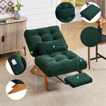 Lounge Chair Adjustable Backless Footrest Lumbar Cushion, Fabric Wooden Legs
